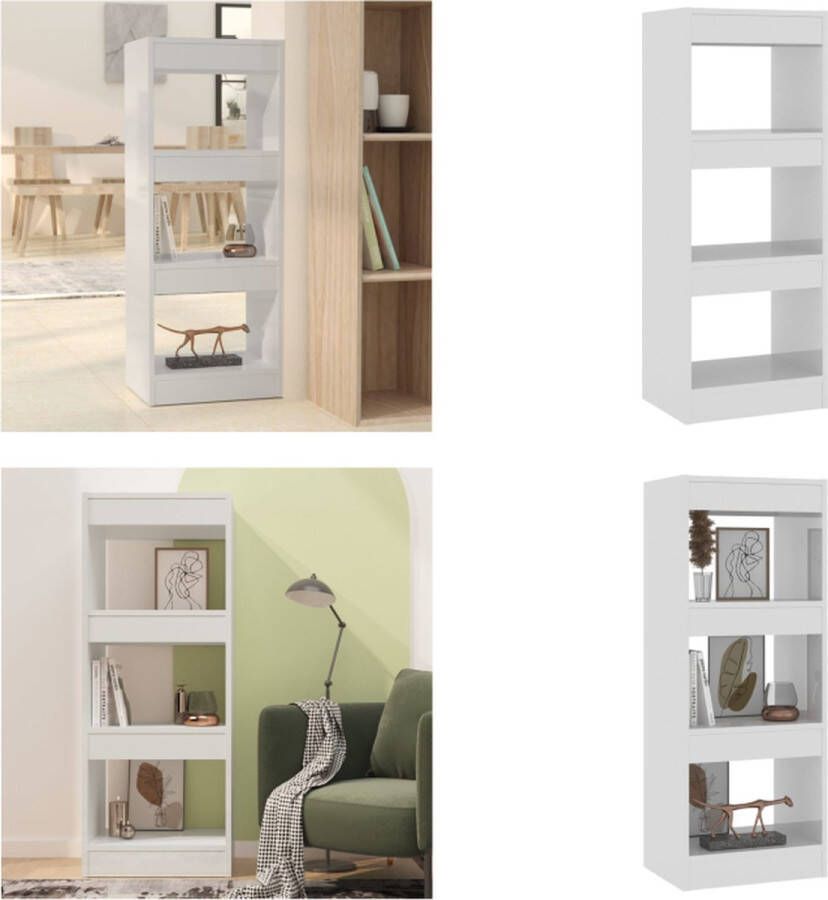 VidaXL Boekenkast kamerscherm 40x30x103 cm bewerkt hout hoogglans wit Boekenkast Boekenkasten Opbergkast Kast