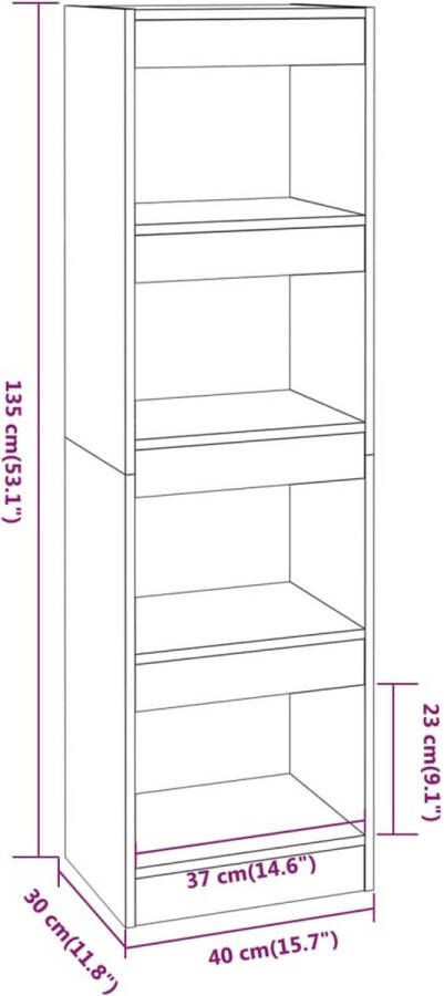 VidaXL -Boekenkast kamerscherm-40x30x135-cm-hoogglans-wit - Foto 3