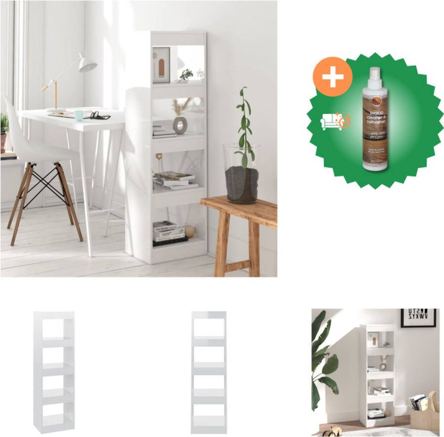 VidaXL Boekenkast kamerscherm 40x30x135 cm hoogglans wit Kast Inclusief Houtreiniger en verfrisser