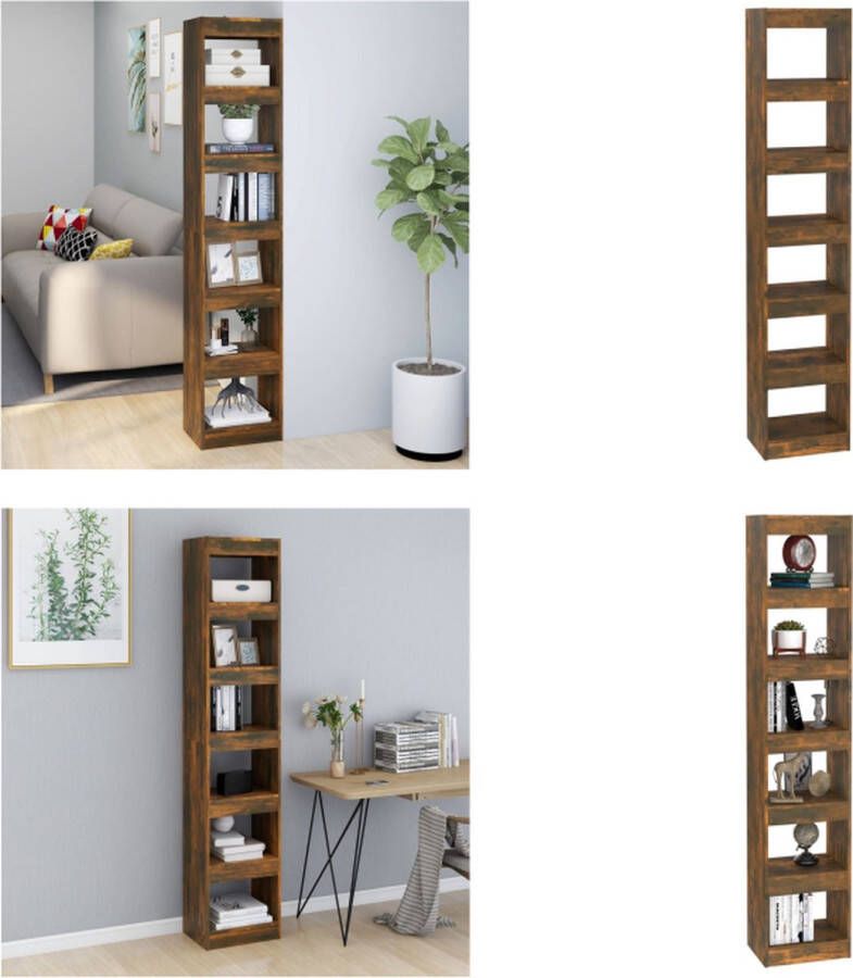 VidaXL Boekenkast kamerscherm 40x30x198 cm gerookt eikenkleurig Boekenkast Boekenkasten Kast Opbergkast