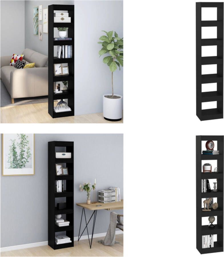 VidaXL Boekenkast kamerscherm 40x30x198 cm zwart Boekenkast Boekenkasten Kast Opbergkast