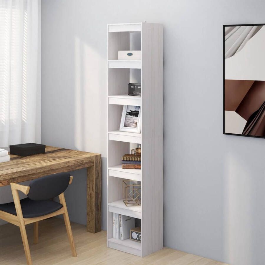 VidaXL -Boekenkast kamerscherm-40x30x199-cm-massief-grenenhout-wit