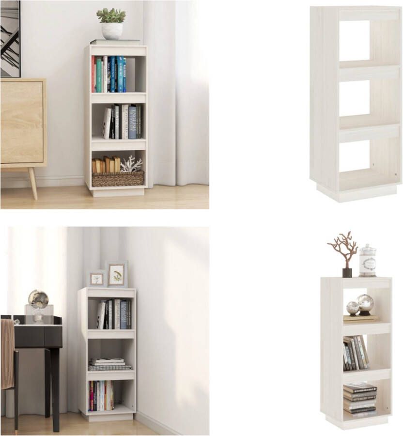 VidaXL Boekenkast kamerscherm 40x35x103 cm massief grenenhout wit Boekenkast Boekenkasten Houten Boekenkast Kamerscherm