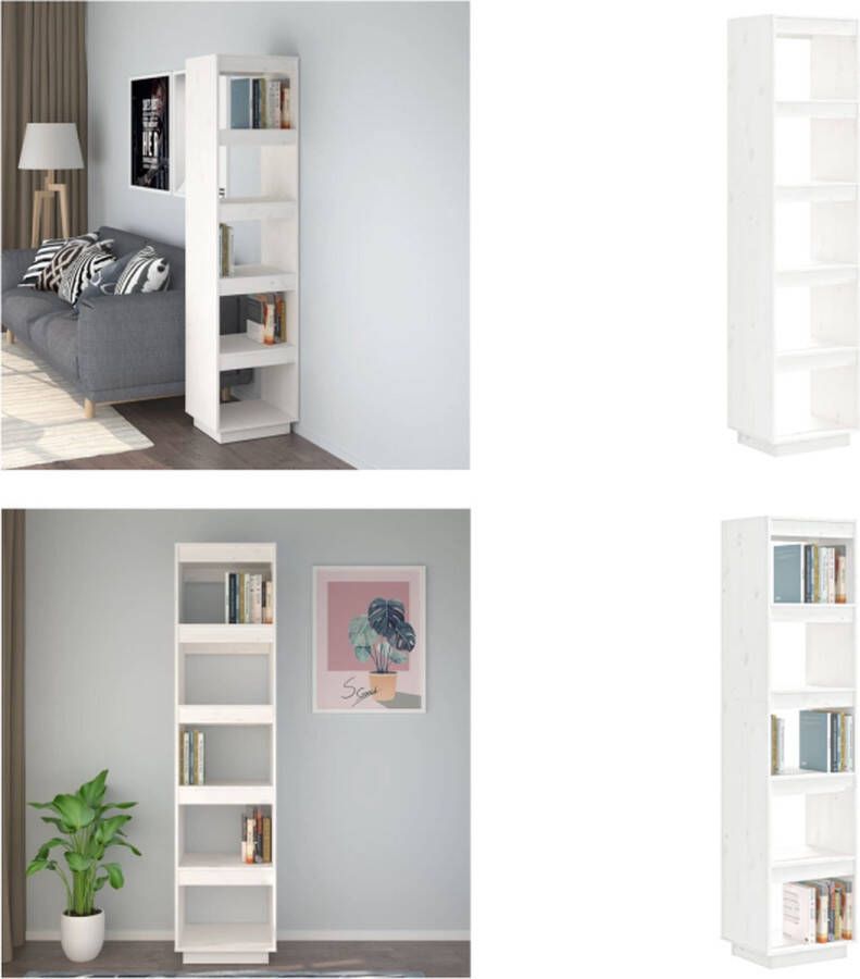 VidaXL Boekenkast kamerscherm 40x35x167 cm massief grenenhout wit Boekenkast Boekenkasten Boekenrek Boekenschap