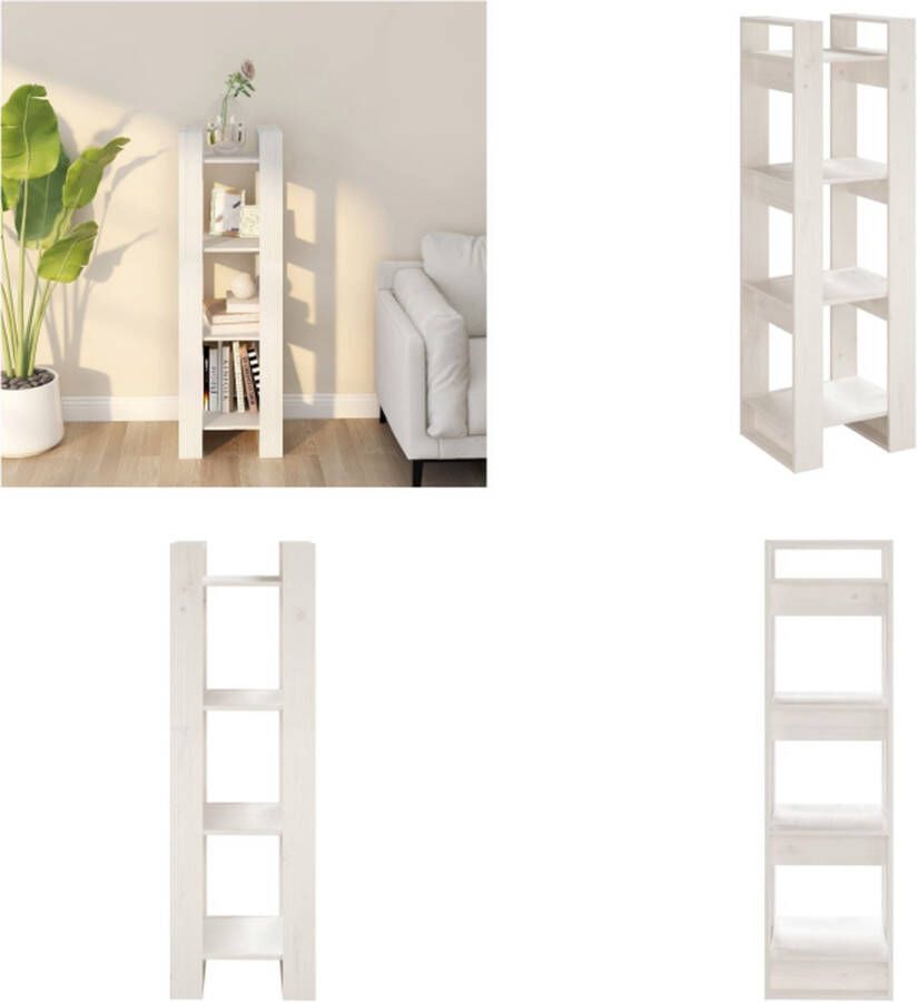 VidaXL Boekenkast kamerscherm 41x35x125 cm massief grenenhout wit Boekenkast Boekenkasten Boeken Kast