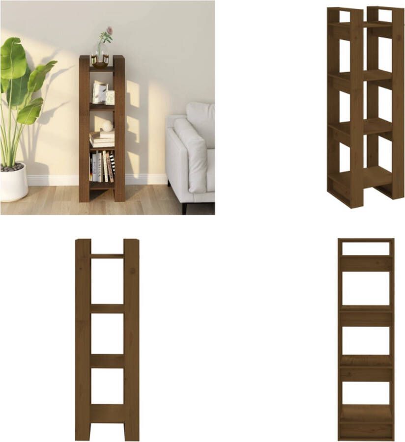 VidaXL Boekenkast kamerscherm 41x35x125 cm massief hout honingbruin Boekenkast Boekenkasten Boeken Kast