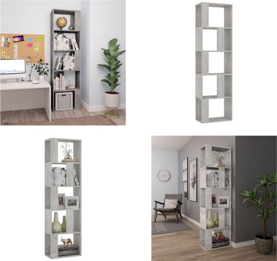 VidaXL Boekenkast kamerscherm 45x24x159 cm bewerkt hout betongrijs Boekenkast Boekenkasten Boekenschap Boekenschappen