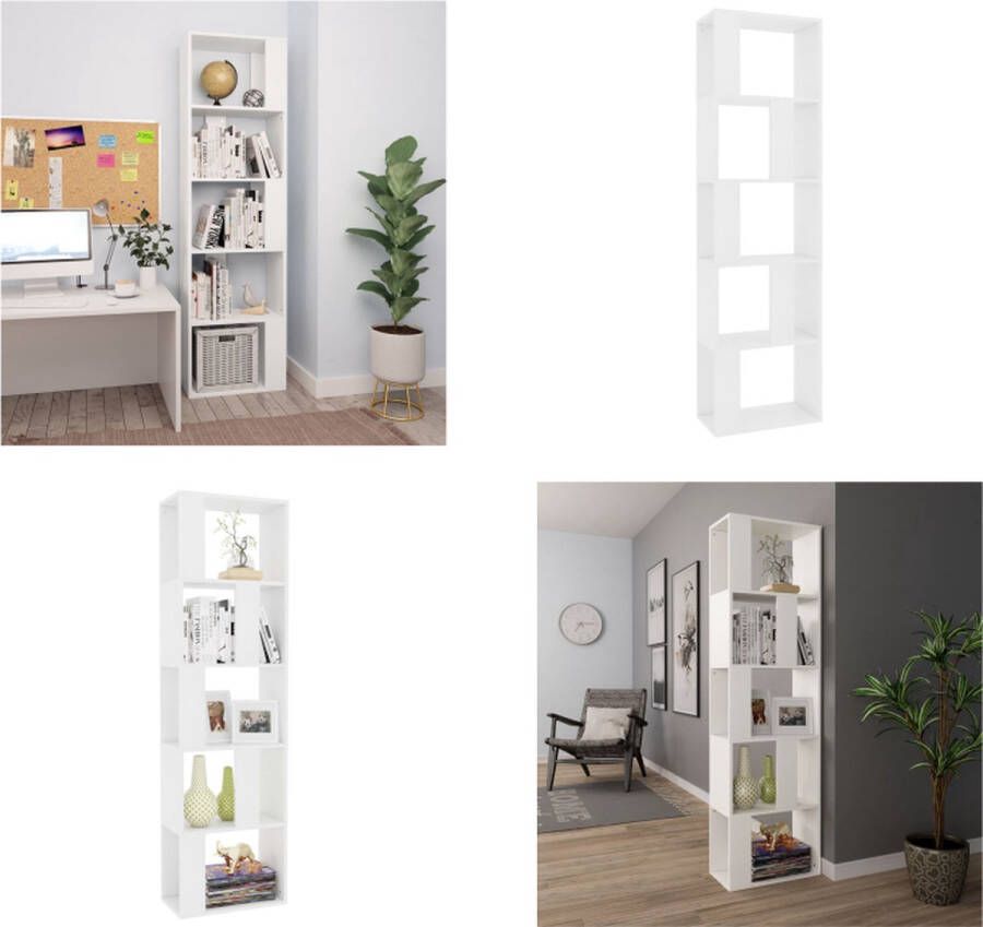 VidaXL Boekenkast kamerscherm 45x24x159 cm bewerkt hout wit Boekenkast Boekenkasten Boekenschap Boekenschappen