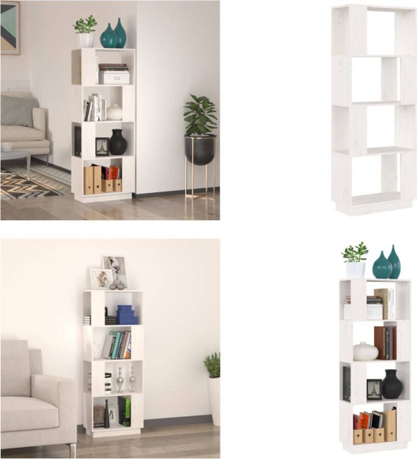 VidaXL Boekenkast kamerscherm 51x25x132 cm massief grenenhout wit Boekenkast Boekenkasten Opbergkast Boekenrek