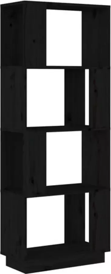VidaXL -Boekenkast kamerscherm-51x25x132-cm-massief-grenenhout-zwart - Foto 2