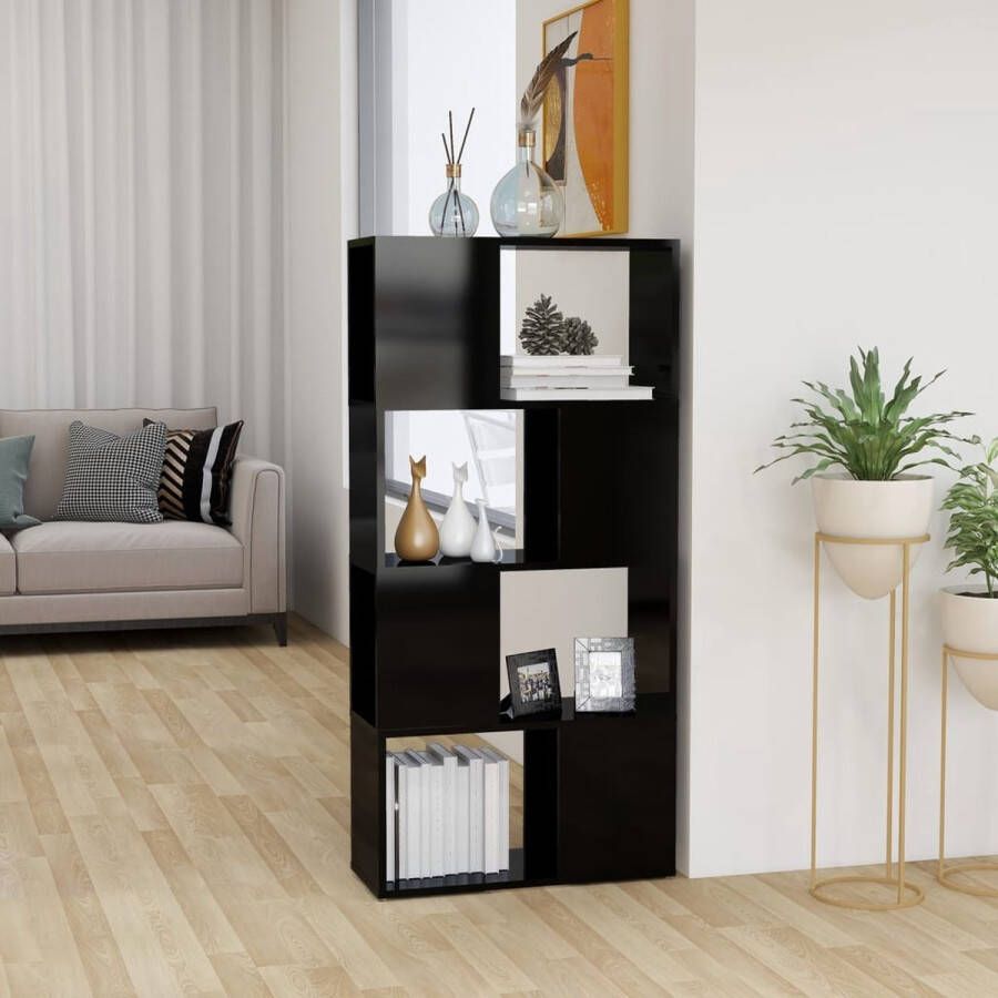 VidaXL -Boekenkast kamerscherm-60x24x124 5-cm-hoogglans-zwart - Foto 3