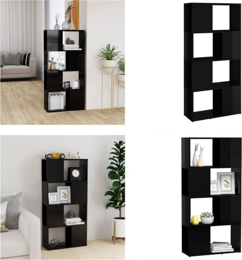 VidaXL Boekenkast kamerscherm 60x24x124-5 cm hoogglans zwart Boekenkast Boekenkasten Boekenschap Boekenschappen