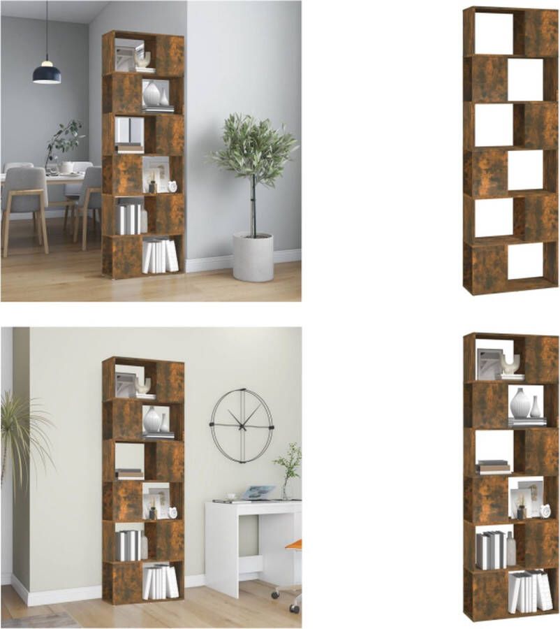 VidaXL -Boekenkast kamerscherm-60x24x186-cm-gerookt-eikenkleurig