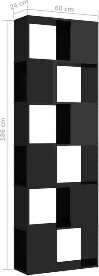 VidaXL -Boekenkast kamerscherm-60x24x186-cm-hoogglans-zwart - Foto 3