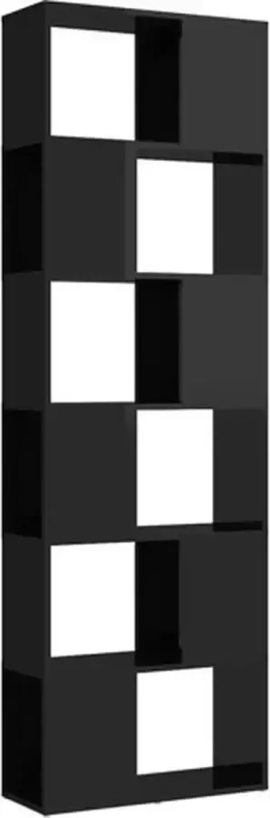 VidaXL -Boekenkast kamerscherm-60x24x186-cm-hoogglans-zwart - Foto 4