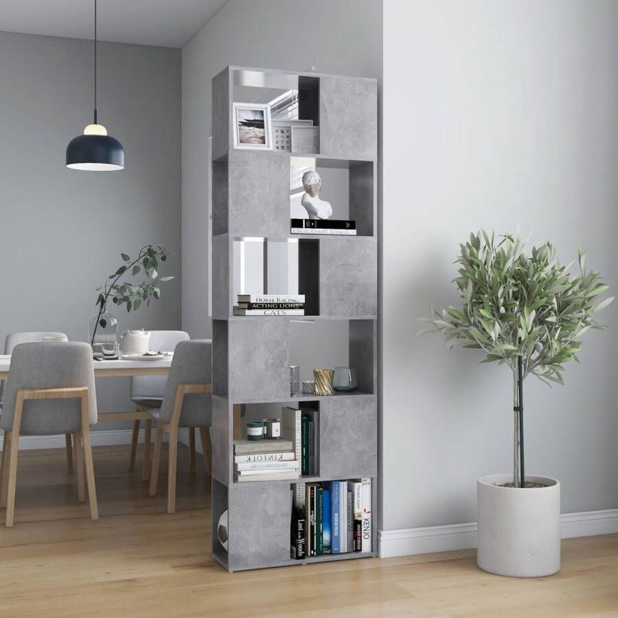 VidaXL Boekenkast kamerscherm 60x24x186 cm bewerkt hout betongrijs - Foto 1