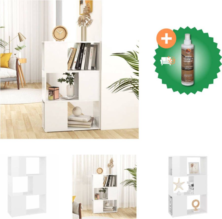VidaXL Boekenkast kamerscherm 60x24x94 cm spaanplaat hoogglans wit Kast Inclusief Houtreiniger en verfrisser