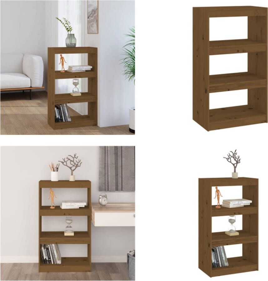 VidaXL Boekenkast kamerscherm 60x30x103-5 cm grenenhout honingbruin Boekenkast Boekenkasten Boekenrek Boekenschap