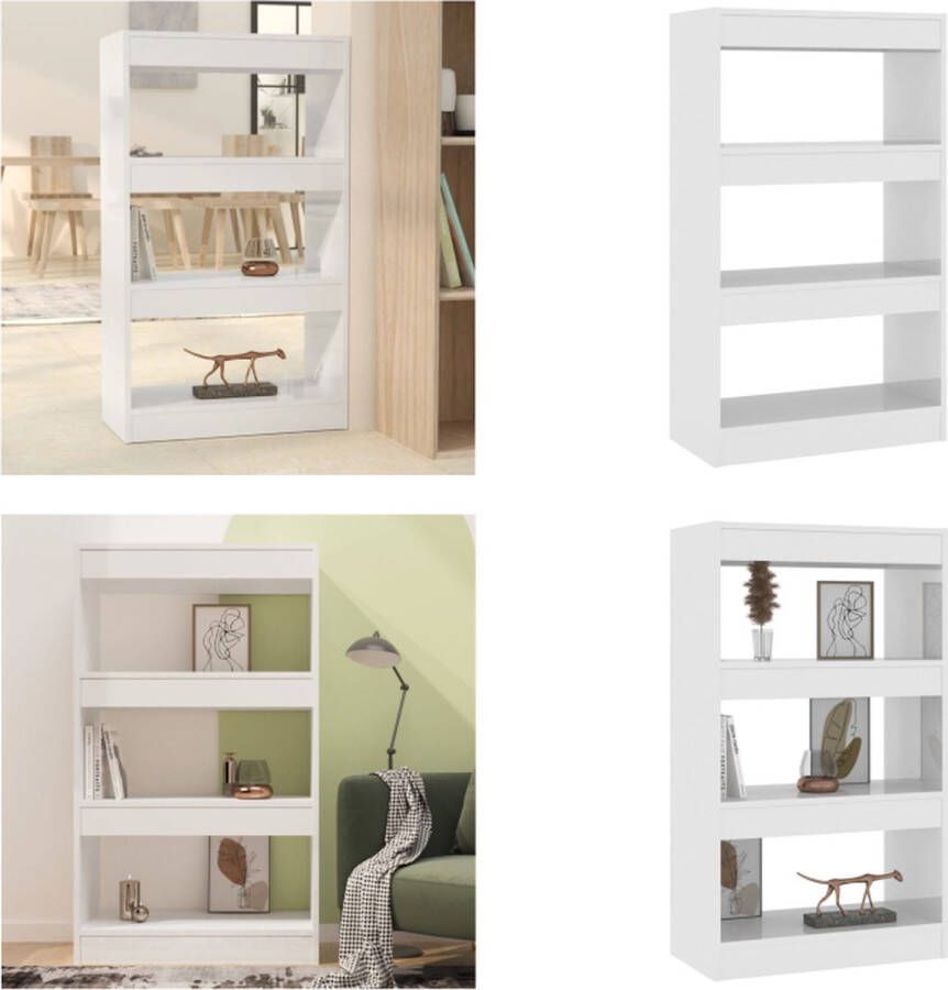 VidaXL Boekenkast kamerscherm 60x30x103 cm bewerkt hout hoogglans wit Boekenkast Boekenkasten Opbergkast Kast