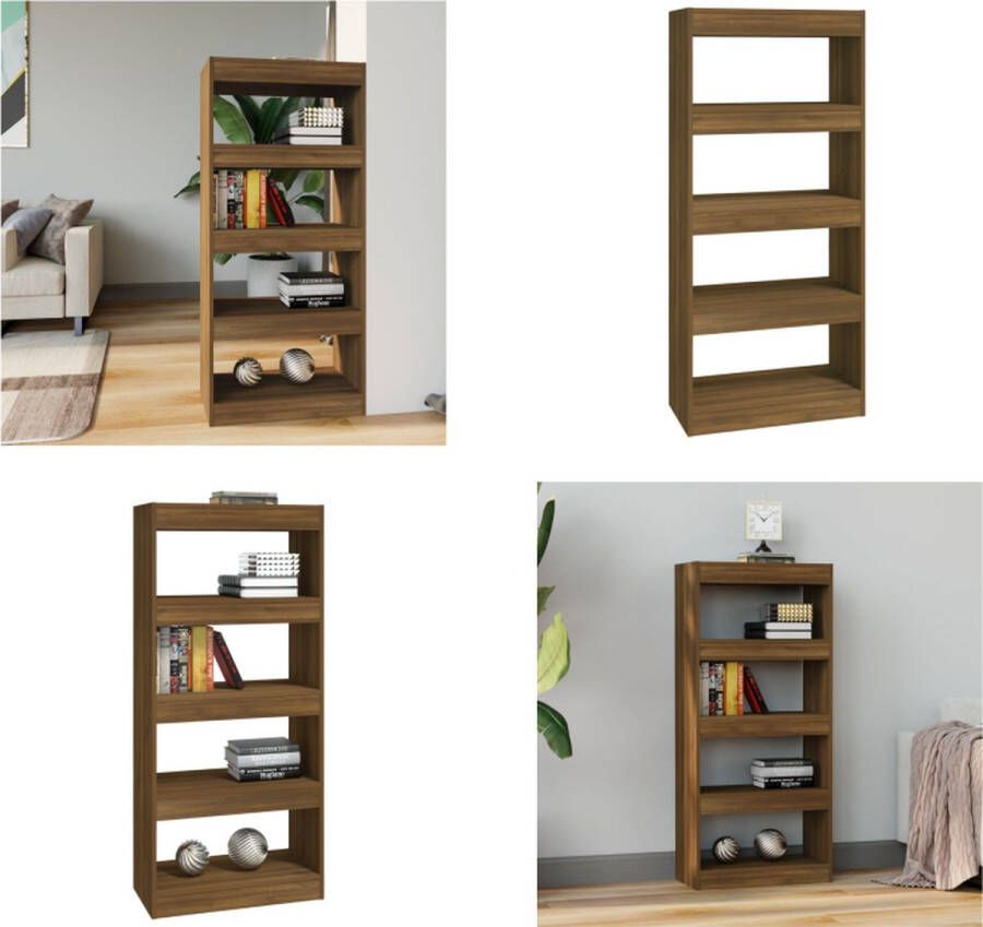 VidaXL Boekenkast kamerscherm 60x30x135 cm bewerkt hout bruineiken Boekenkast Boekenkasten Houten Boekenkast Kamerscherm