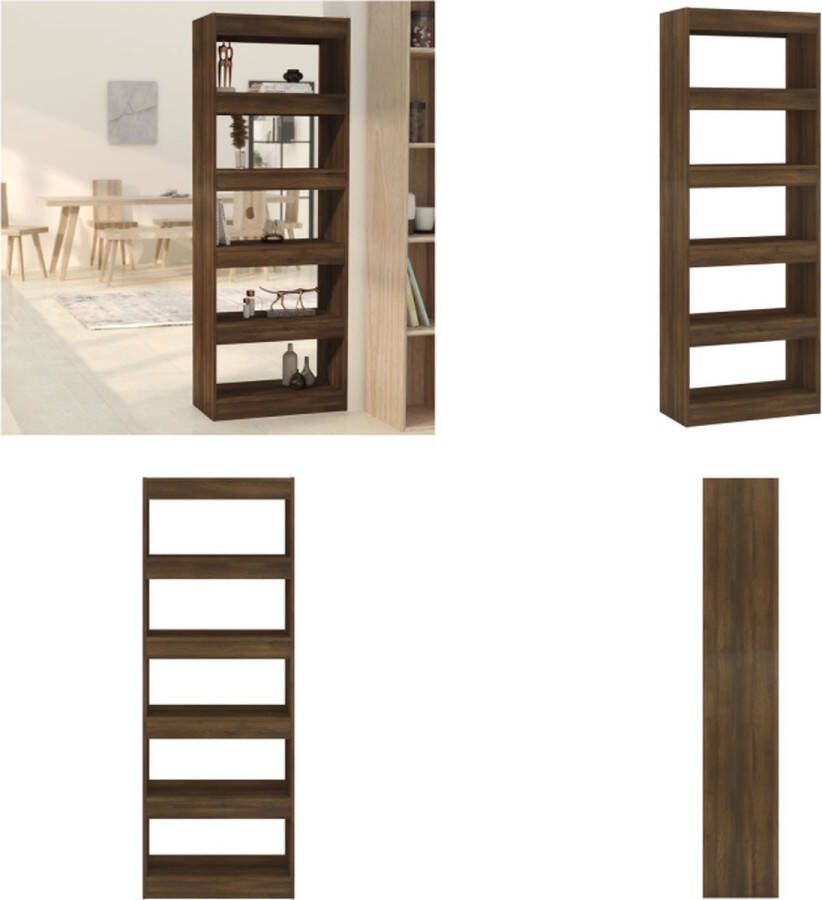 VidaXL Boekenkast kamerscherm 60x30x166 cm spaanplaat bruineikenkleur Boekenkast Boekenkasten Houten Boekenkast Kamerscherm