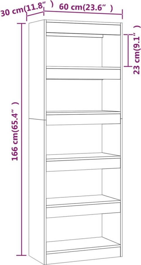 VidaXL -Boekenkast kamerscherm-60x30x166-cm-spaanplaat-gerookt-eiken - Foto 3