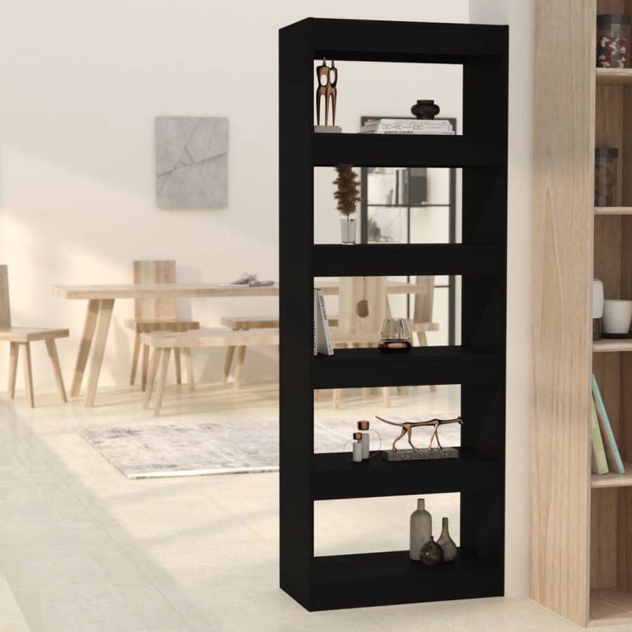 VidaXL -Boekenkast kamerscherm-60x30x166-cm-spaanplaat-zwart - Foto 1