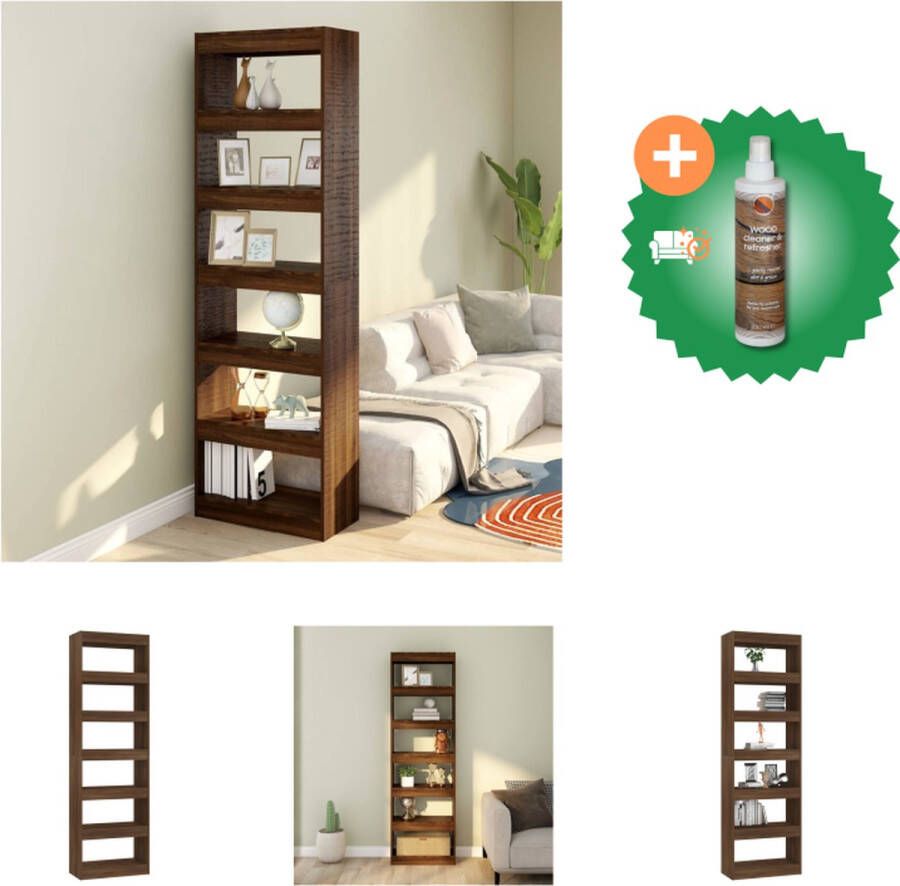 VidaXL Boekenkast kamerscherm 60x30x198 cm bruineikenkleurig Kast Inclusief Houtreiniger en verfrisser