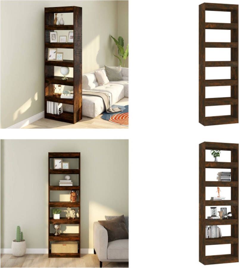 VidaXL Boekenkast kamerscherm 60x30x198 cm gerookt eikenkleurig Boekenkast Boekenkasten Opbergkast Kast