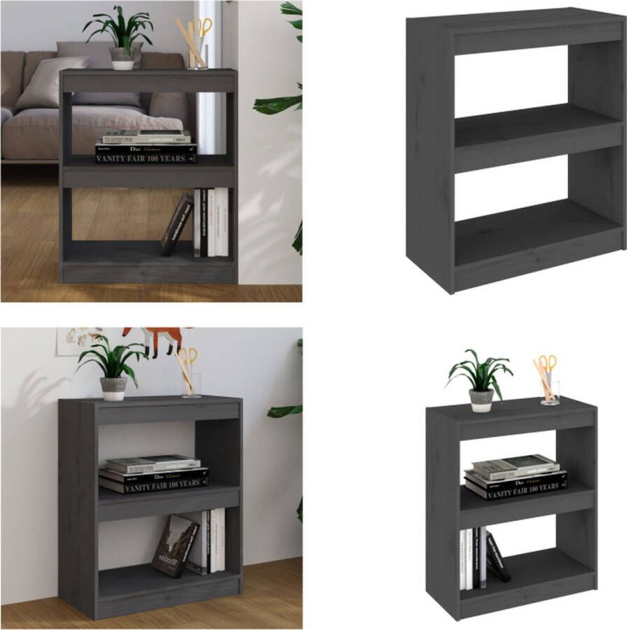 VidaXL Boekenkast kamerscherm 60x30x71 5 cm massief grenenhout grijs Boekenkast Boekenkasten Opbergkast Kast