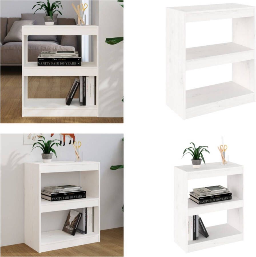 VidaXL Boekenkast kamerscherm 60x30x71-5 cm massief grenenhout wit Boekenkast Boekenkasten Opbergkast Kast