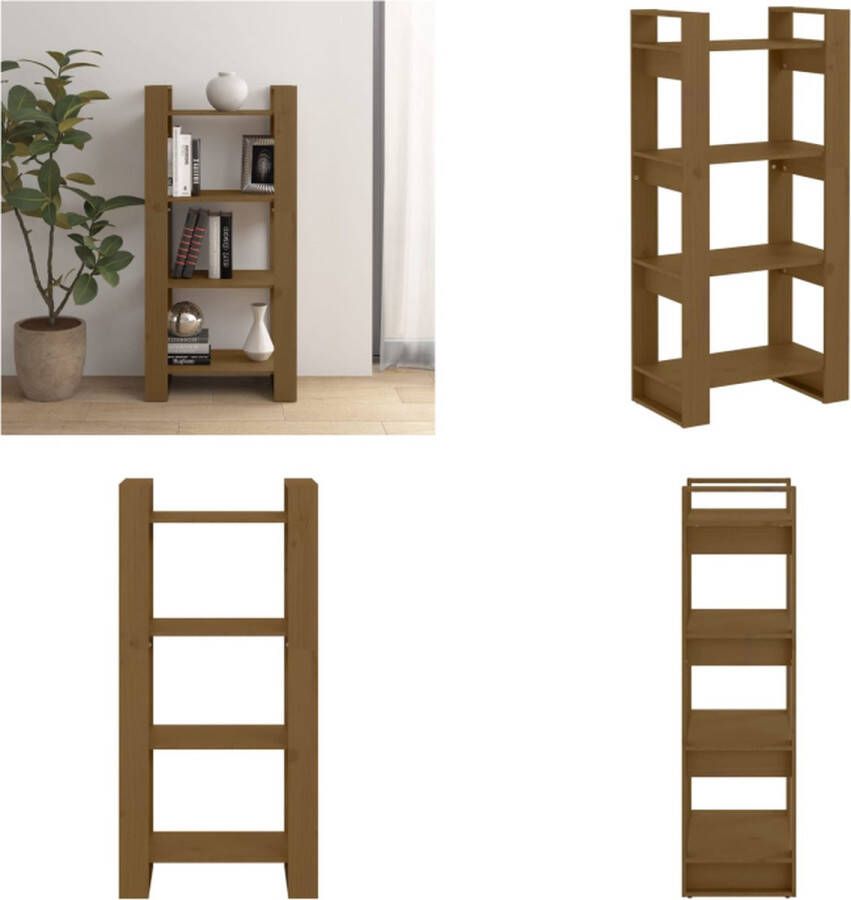 VidaXL Boekenkast kamerscherm 60x35x125 cm massief hout honingbruin Boekenkast Boekenkasten Boeken Kast