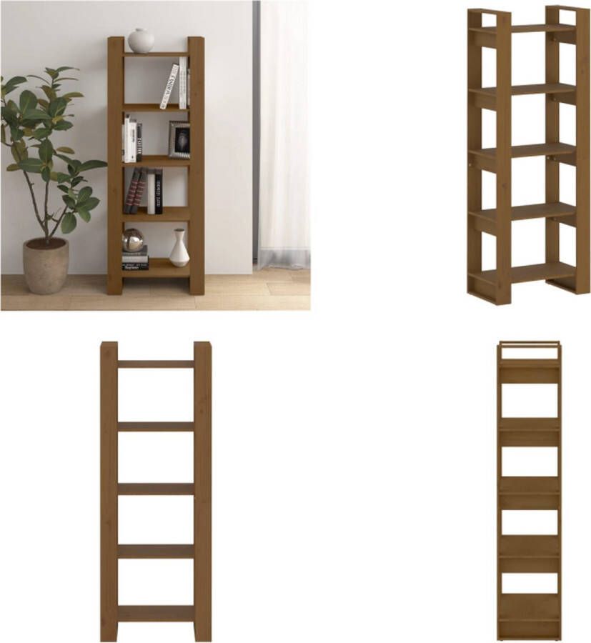 VidaXL Boekenkast kamerscherm 60x35x160 cm massief hout honingbruin Boekenkast Boekenkasten Boeken Kast