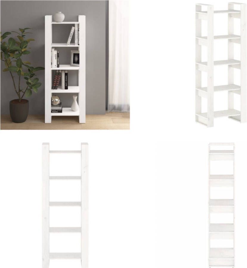 VidaXL Boekenkast kamerscherm 60x35x160 cm massief hout wit Boekenkast Boekenkasten Boeken Kast
