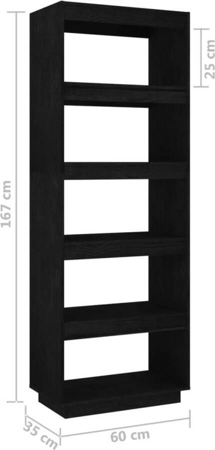 VidaXL -Boekenkast kamerscherm-60x35x167-cm-massief-grenenhout-zwart - Foto 4