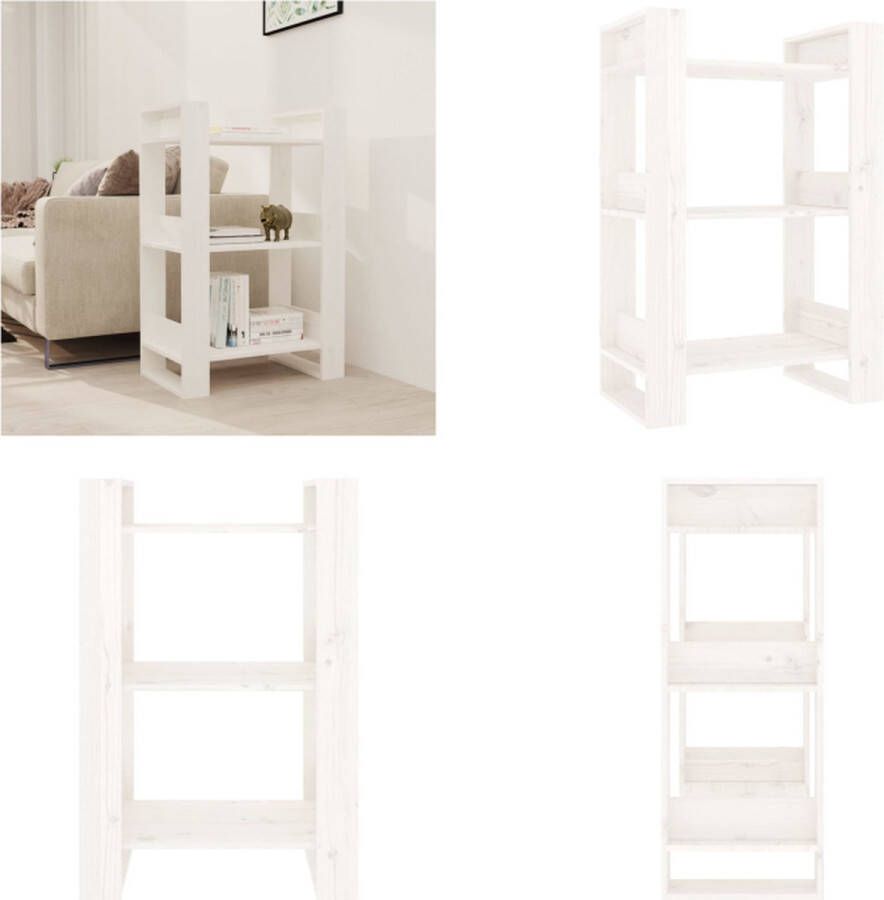 VidaXL Boekenkast kamerscherm 60x35x91 cm massief grenenhout wit Boekenkast Boekenkasten Boeken Kast