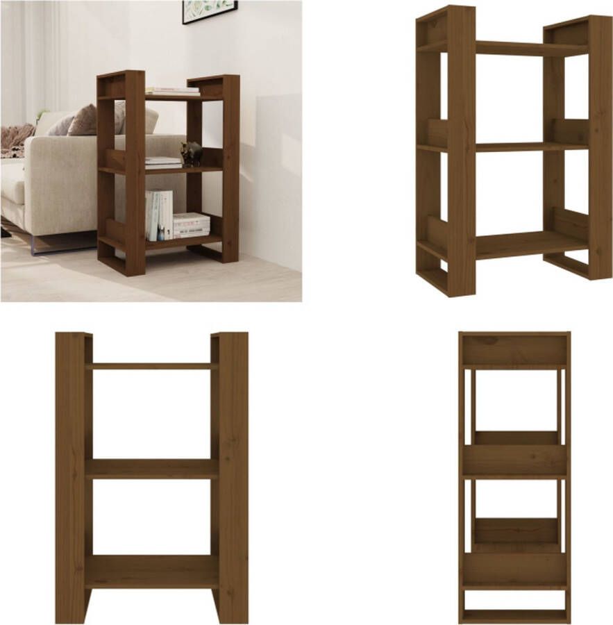VidaXL Boekenkast kamerscherm 60x35x91 cm massief hout honingbruin Boekenkast Boekenkasten Boeken Kast