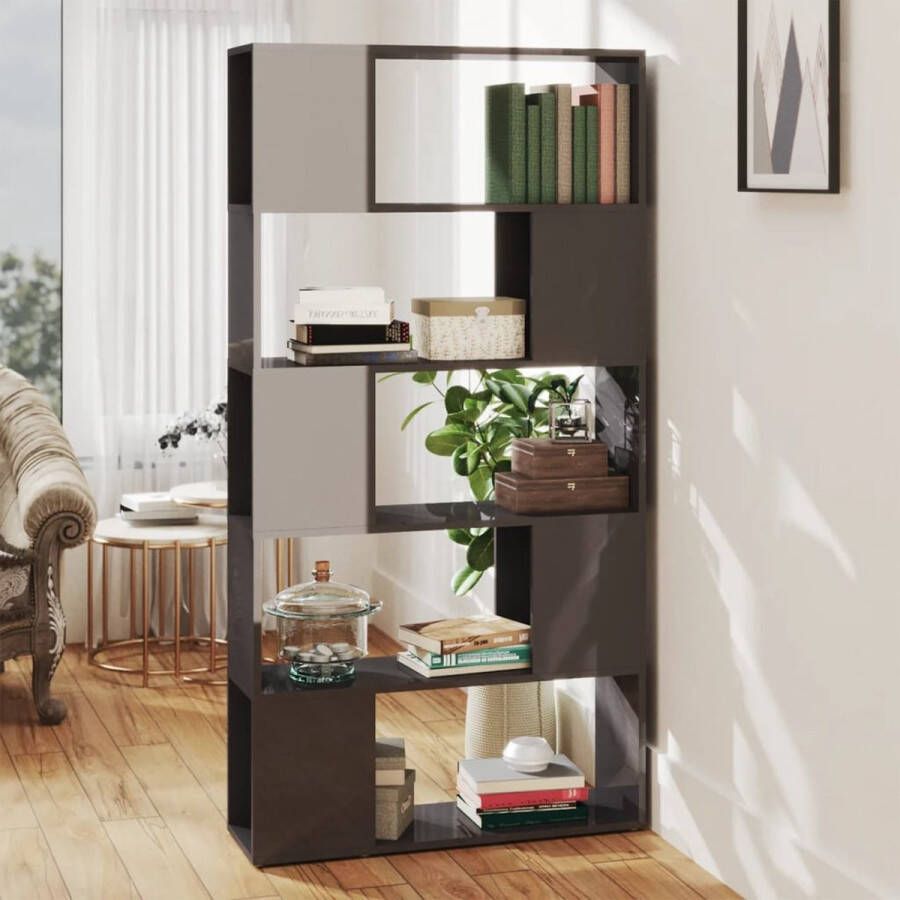 VidaXL -Boekenkast kamerscherm-80x24x155-cm-spaanplaat-hoogglans-grijs