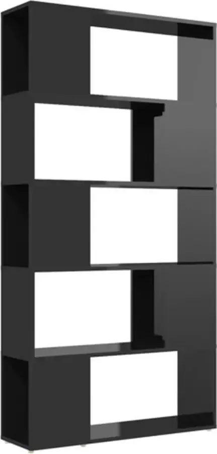 VidaXL -Boekenkast kamerscherm-80x24x155-cm-spaanplaat-hoogglans-zwart - Foto 3