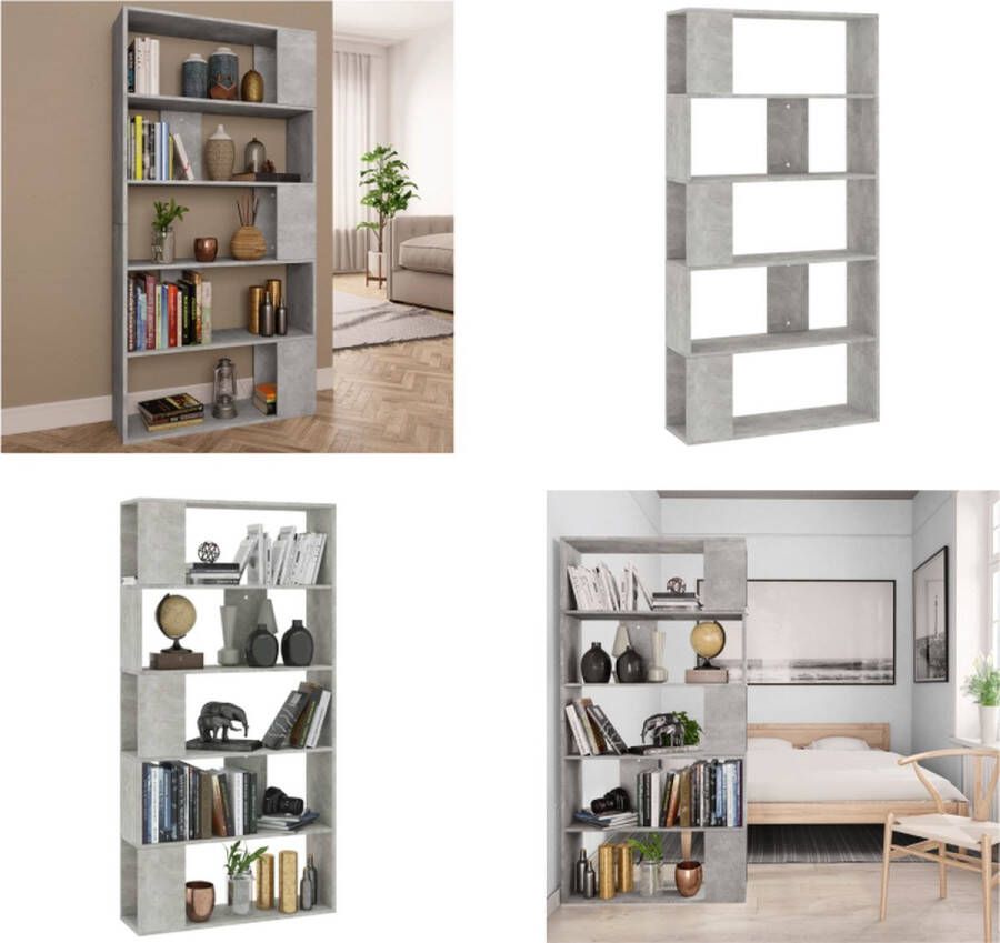 VidaXL Boekenkast kamerscherm 80x24x159 cm bewerkt hout betongrijs Boekenkast Boekenkasten Boekenschap Boekenschappen