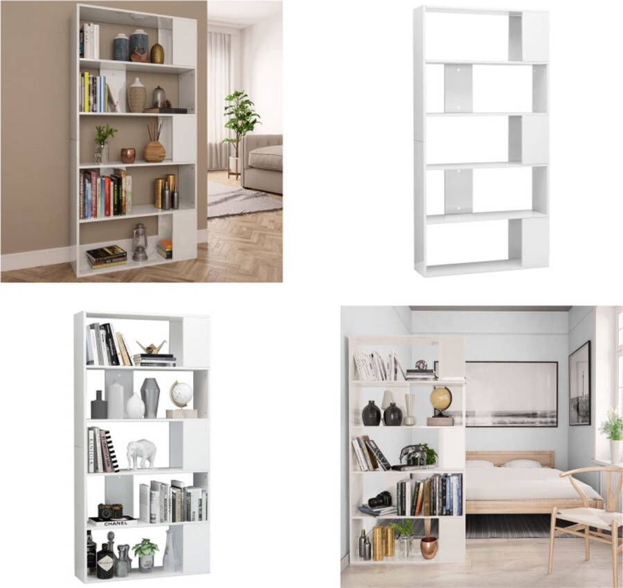 VidaXL Boekenkast kamerscherm 80x24x159 cm hoogglans wit Boekenkast Boekenkasten Boekenschap Boekenschappen