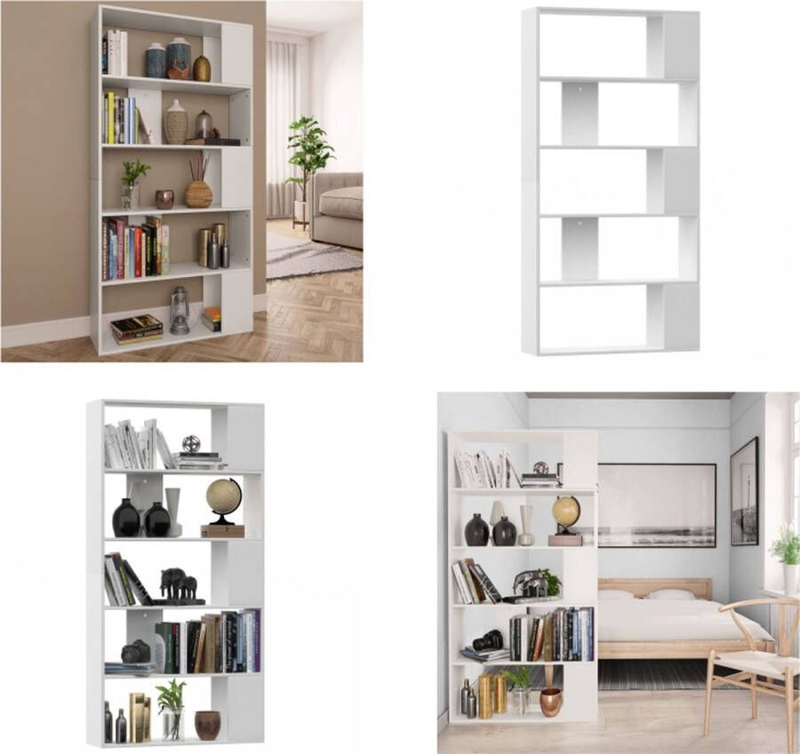 VidaXL Boekenkast kamerscherm 80x24x159 cm bewerkt hout wit Boekenkast Boekenkasten Boekenschap Boekenschappen