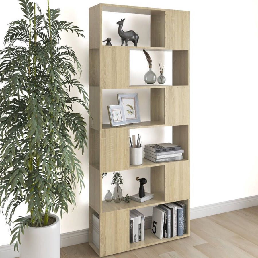 VidaXL -Boekenkast kamerscherm-80x24x186-cm-bewerkt-hout-sonoma-eiken