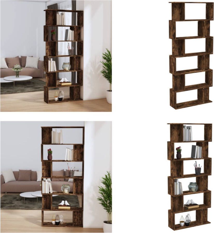 VidaXL Boekenkast kamerscherm 80x24x192 cm bewerkt hout gerookt eiken Boekenkast Boekenkasten Boekenschap Boekenstandaard