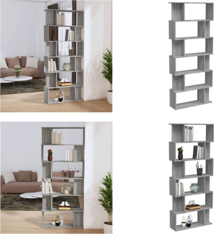 VidaXL Boekenkast kamerscherm 80x24x192 cm bewerkt hout grijs sonoma Boekenkast Boekenkasten Boekenschap Boekenstandaard