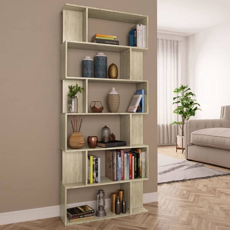 VidaXL -Boekenkast- -kamerscherm-80x24x192-cm-bewerkt-hout-sonoma-eiken - Foto 1