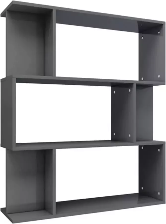 VidaXL -Boekenkast kamerscherm-80x24x96-cm-bewerkt-hout-hoogglans-grijs - Foto 2