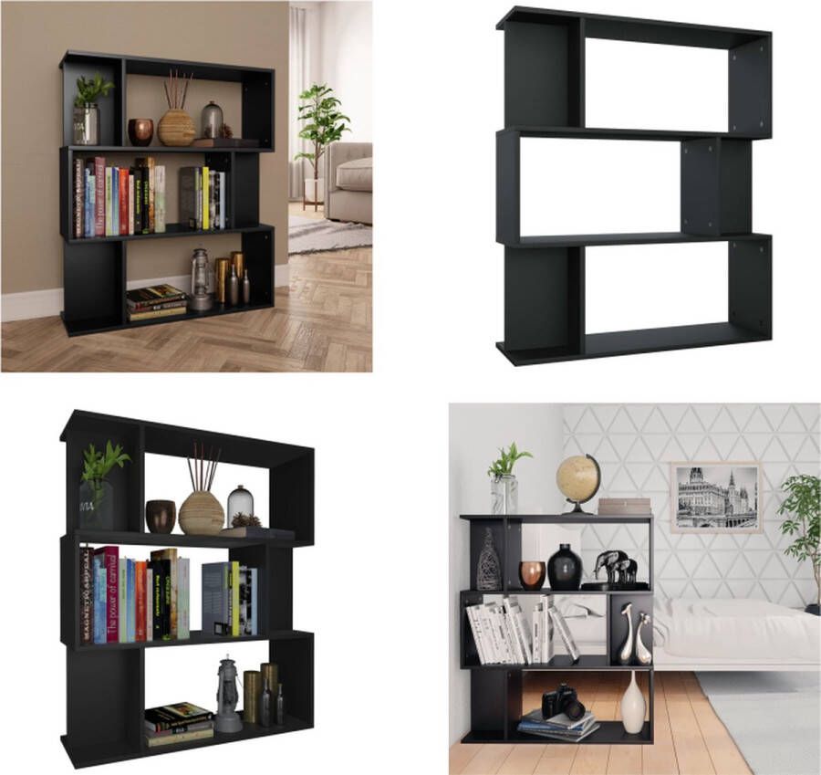 VidaXL Boekenkast kamerscherm 80x24x96 cm bewerkt hout zwart Boekenkast Boekenkasten Boekenschap Boekenschappen - Foto 1