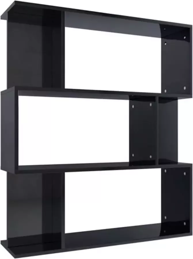 VidaXL -Boekenkast kamerscherm-80x24x96-cm-hoogglans-zwart - Foto 2