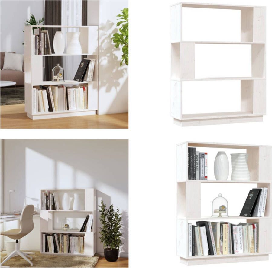 VidaXL Boekenkast kamerscherm 80x25x101 cm massief grenenhout wit Boekenkast Boekenkasten Opbergkast Boekenrek